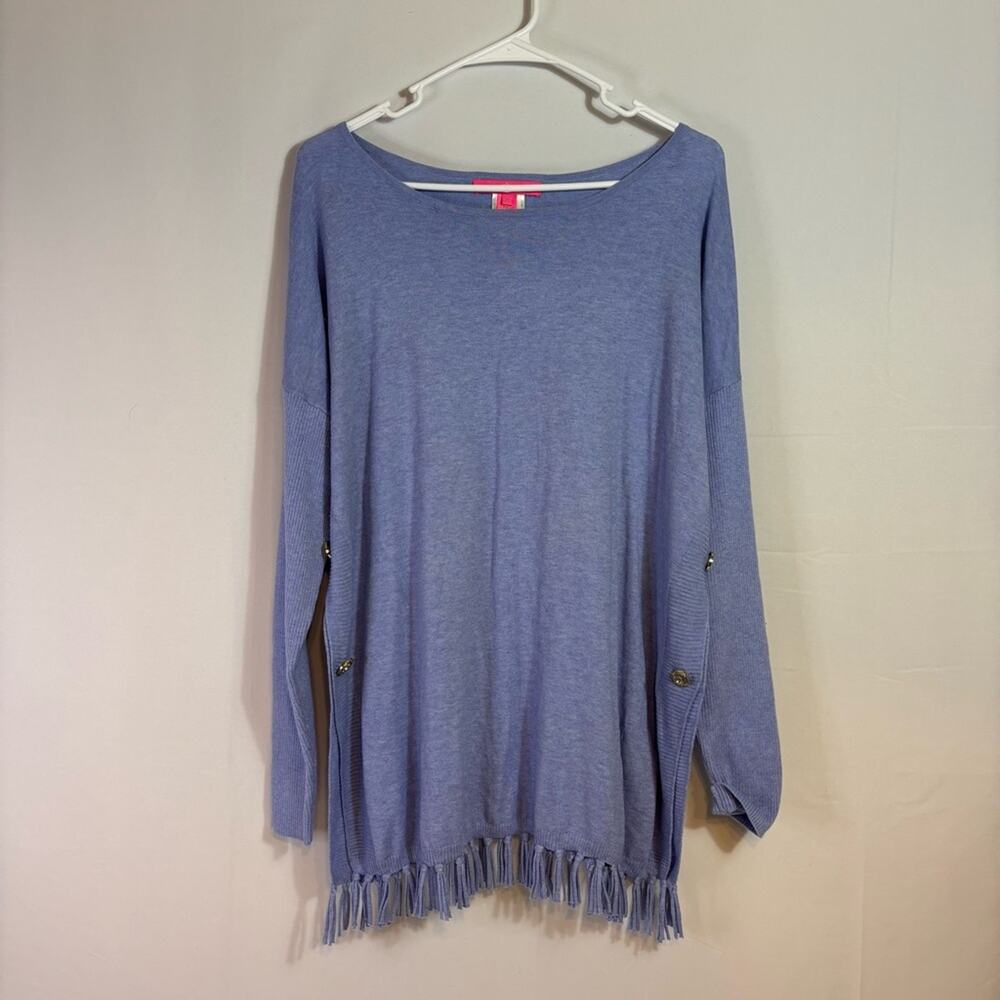 Lilly Pulitzer Purple Ramona Sweater with Fringe Size Medium BB0528
